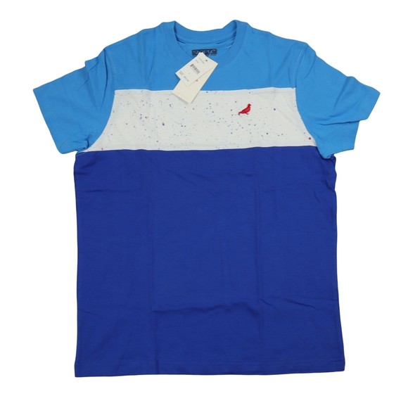 staple pigeon t-shirt short sleeve / size small / striped blue / graphic t-shirt - Picture 1 of 3
